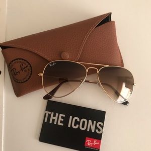 Ray Ban Sunglasses Aviator Gold Brown gradient